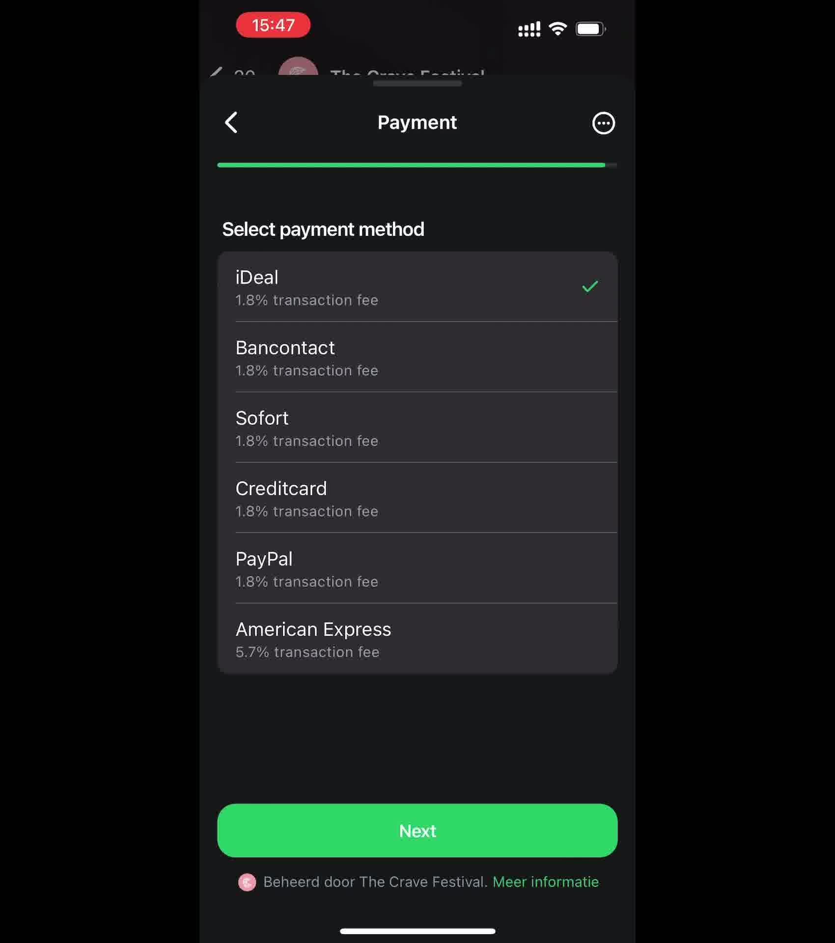Payment method selection